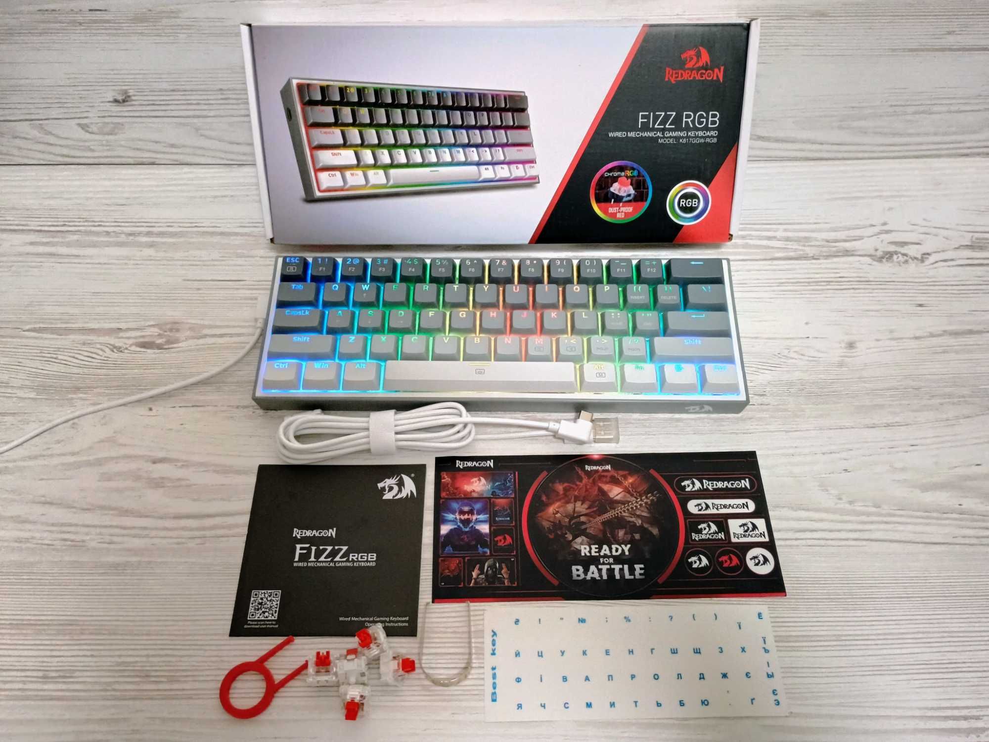Нова REDRAGON Fizz K617. Механічна ігрова клавіатура з Hot Swap, RGB
