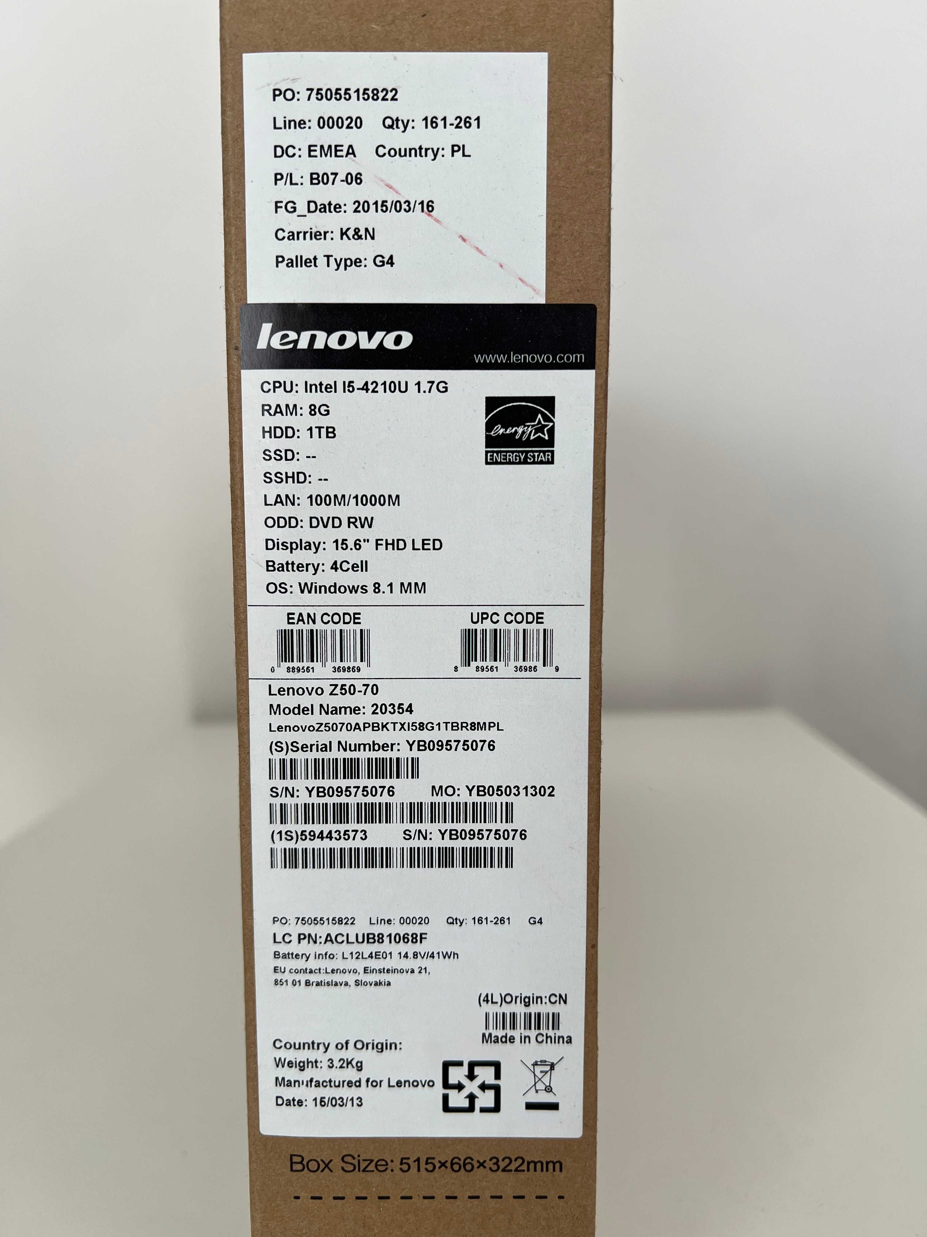 Laptop Lenovo Z50-70 15.6" 8GB RAM 1TB i5