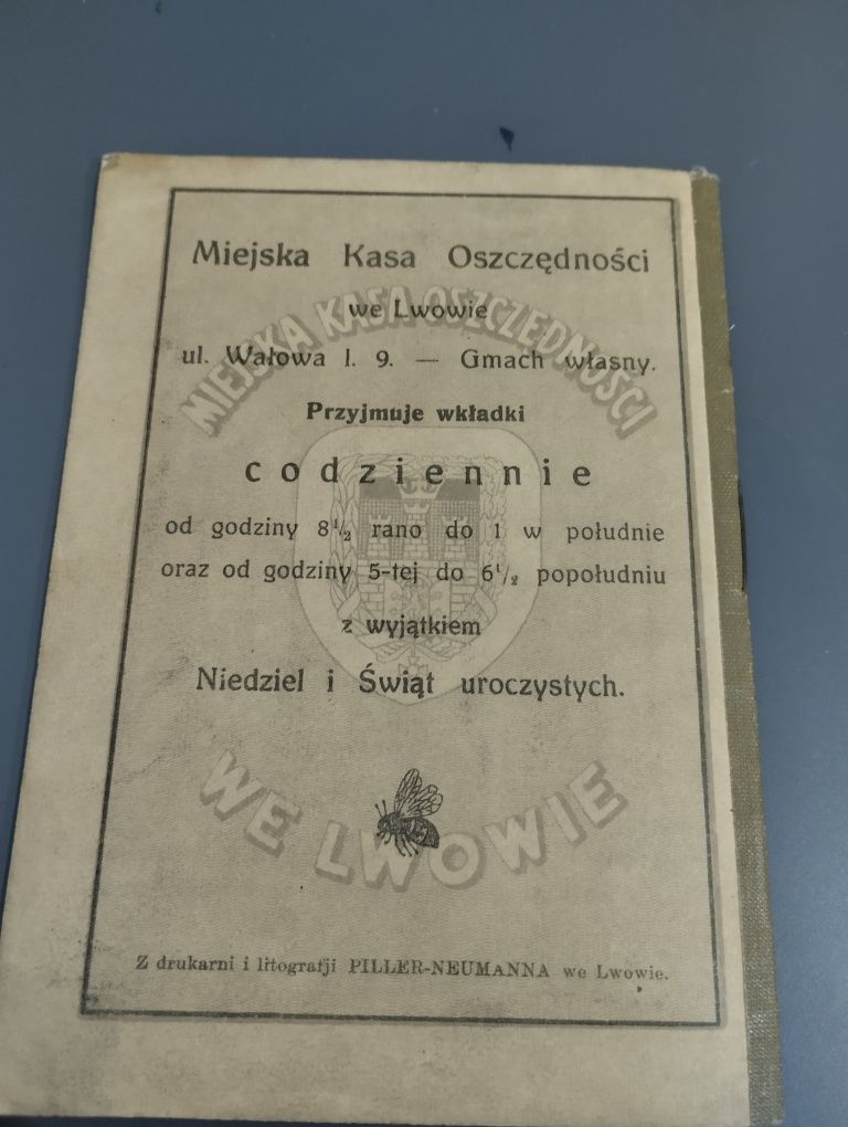 Stary dokument 1927 Lwów
