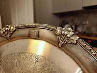 UNIKAT ! ANTYK śliczna srebrzona patera KANADA rok 1951 36 cm średnicy