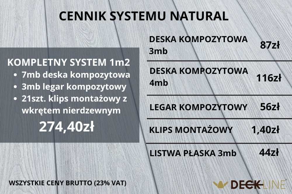 Deska kompozytowa tarasowa 3D DREWNOPODOBNA - szybka dostawa -
