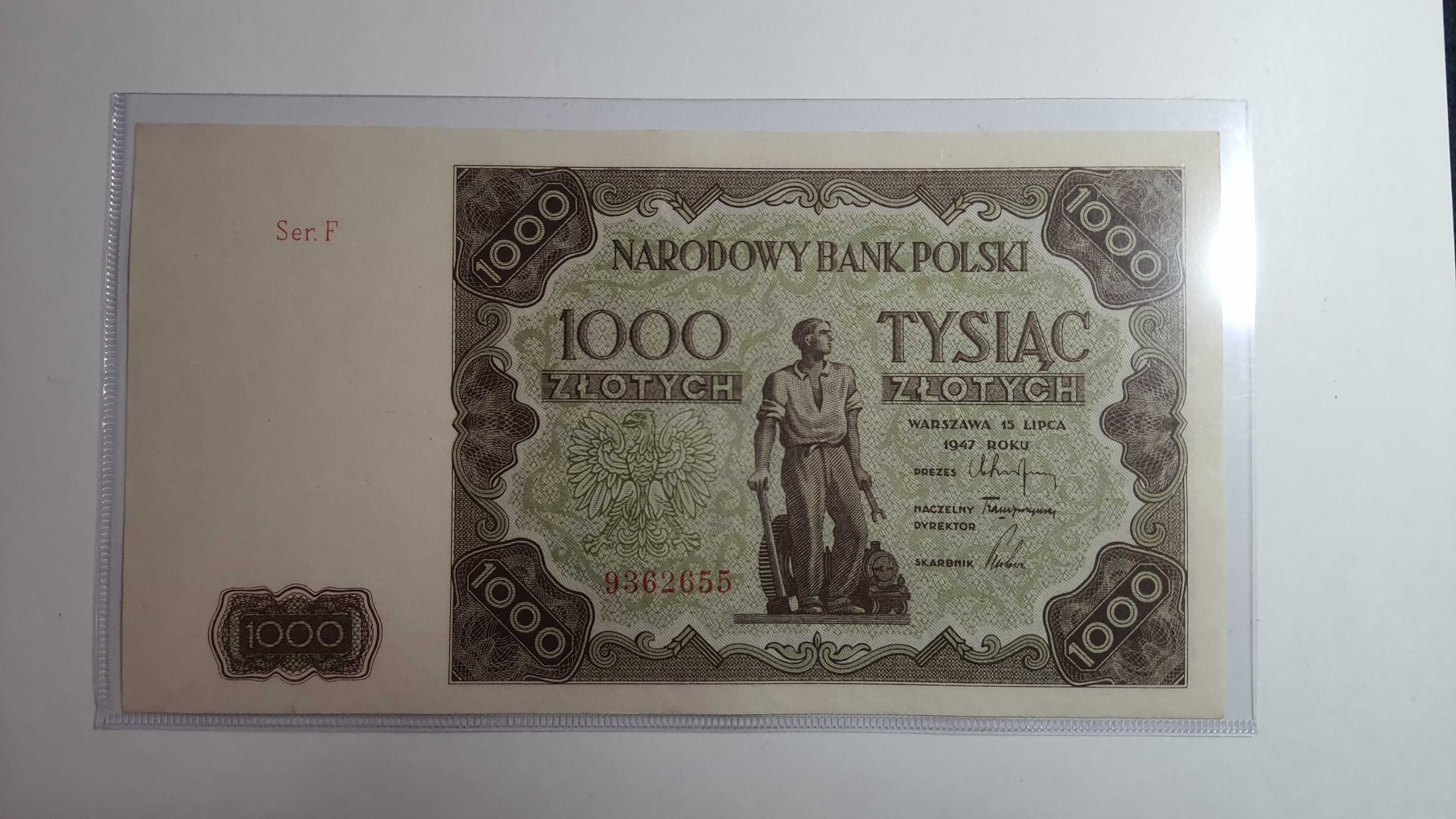 RARYTAS !!! 1000 złotych 1947 - kolejna numeracja UNC/UNC-