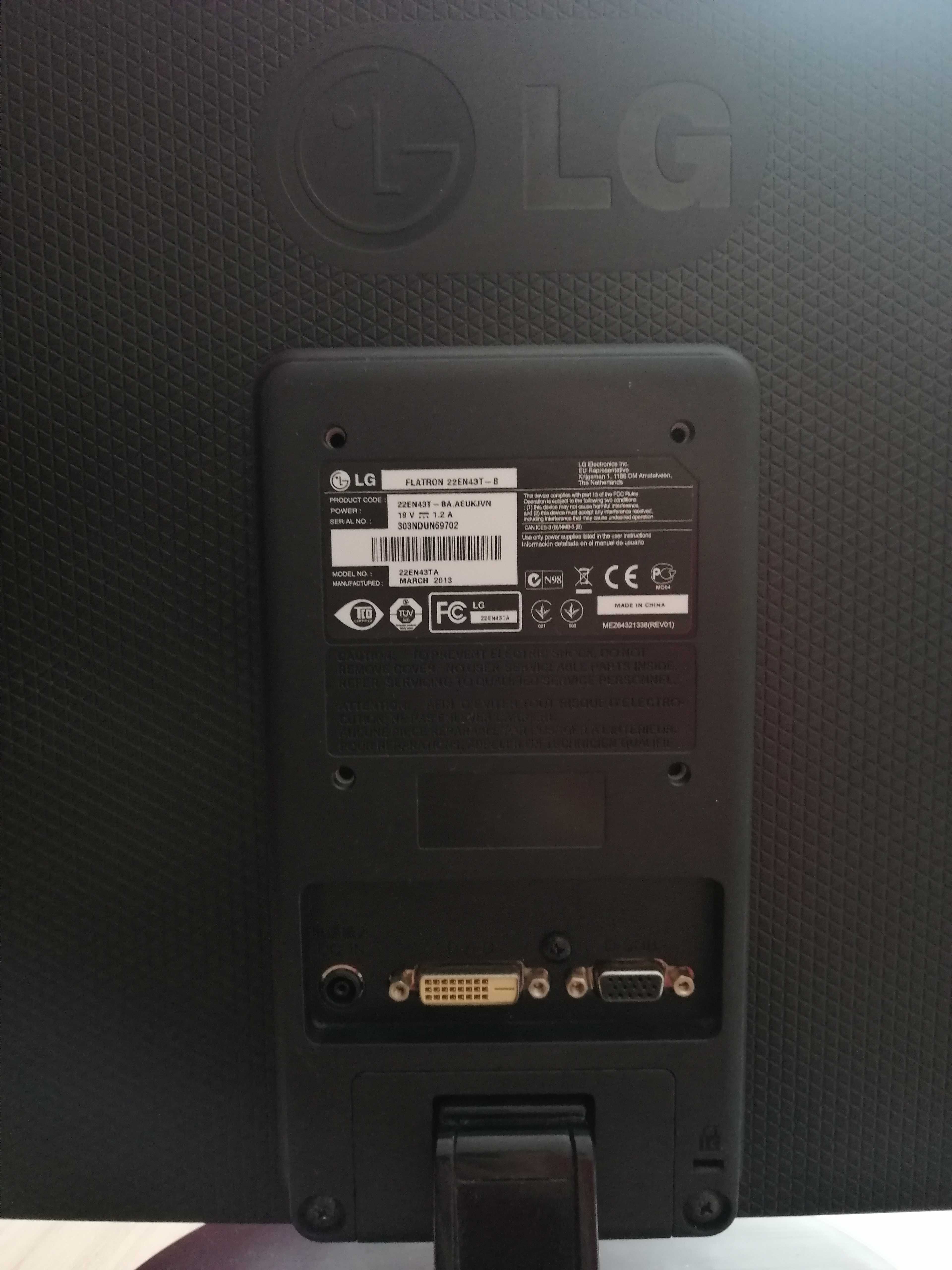 Monitor LG 22EN43T-B (DVI) czarny, sprawny, mega promocja!