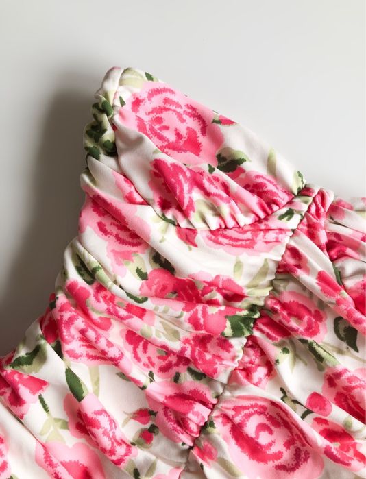 Marszczone body w różyczki zara coquette xs