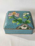 Przepiękna szkatułka na biżuterię cloisonne mosiądz Chiny XX w Vintage