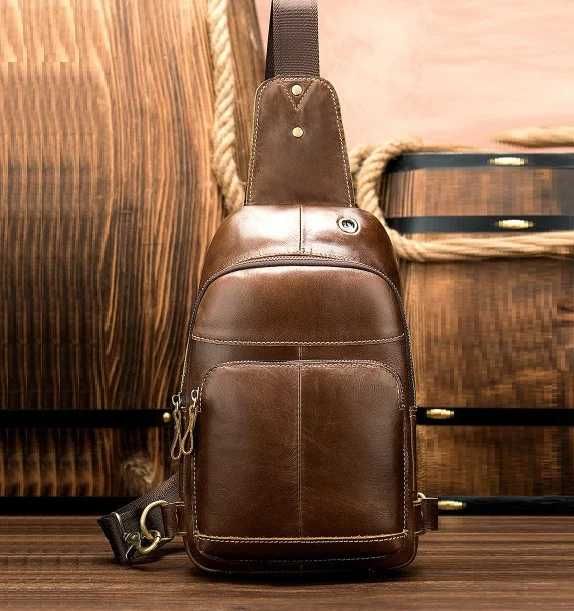 Мужская кожаная сумка чоловіча шкіряна бананка барсетка кожаная