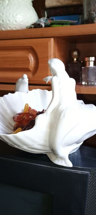 Ваза колекційна,вінтаж дельфін і русалкацукерниця