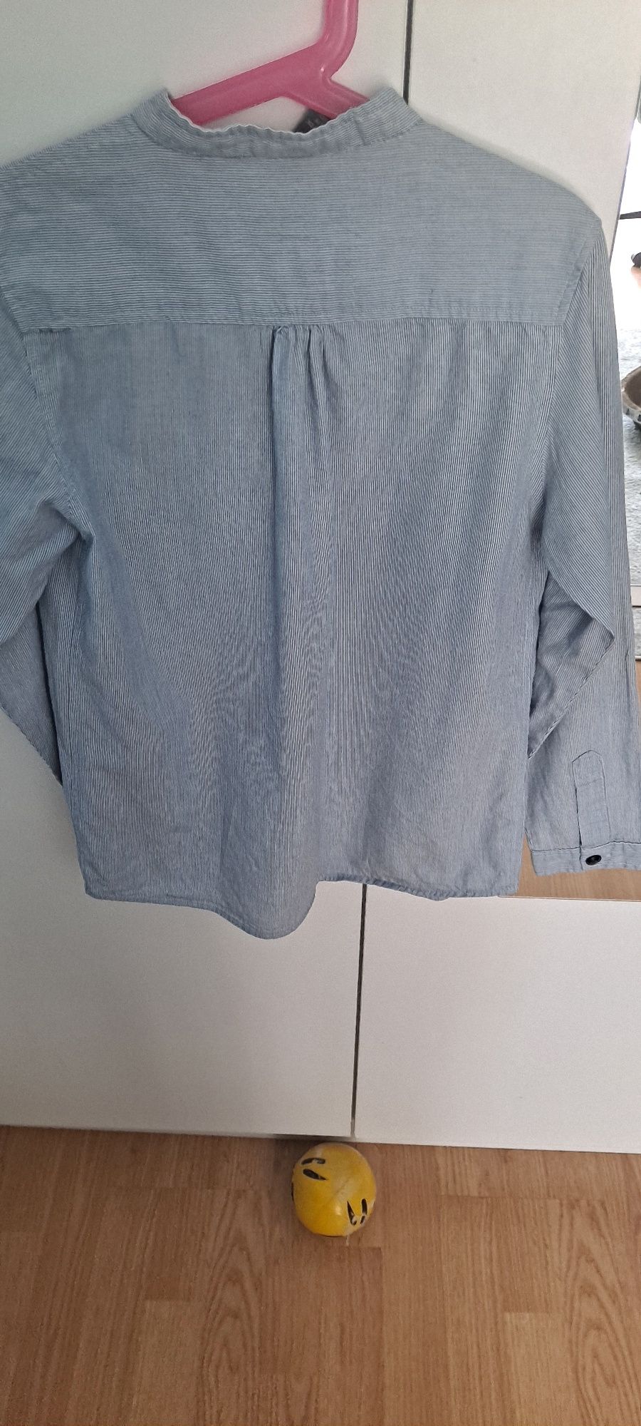 Koszula w paseczki na długi rękaw ze stójką Zara r.128cm