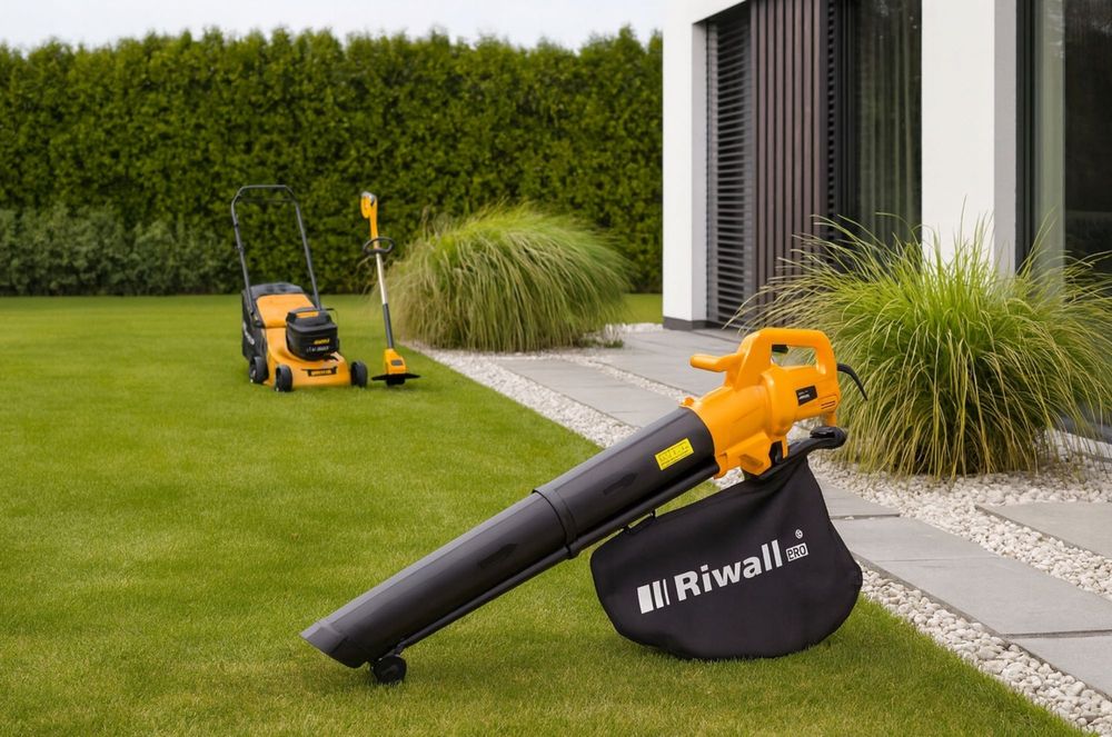 Dmuchawa Odkurzacz do Liści Riwall 3200W z Rozdrabniaczem 45L