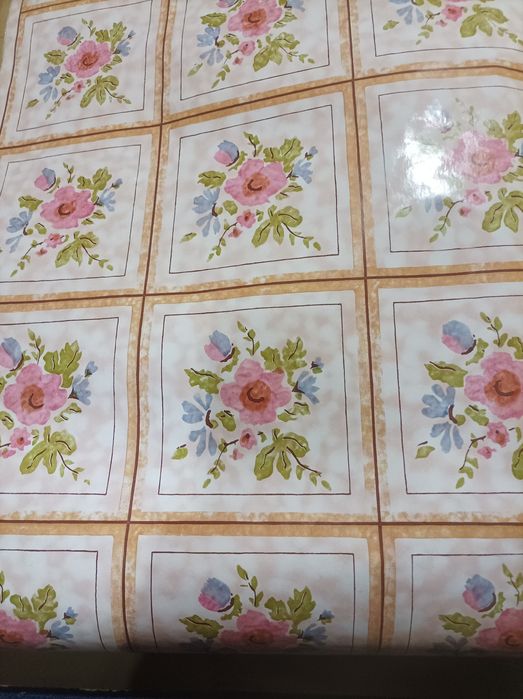 Oryginalna stara rolka tapety PRL tapeta Płytki motyw kwiatów!