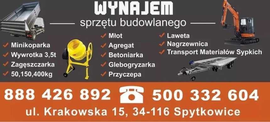 *minikoparka*koparka*młot*wiertnica*wozidło*prace ziemne*wywrotka*