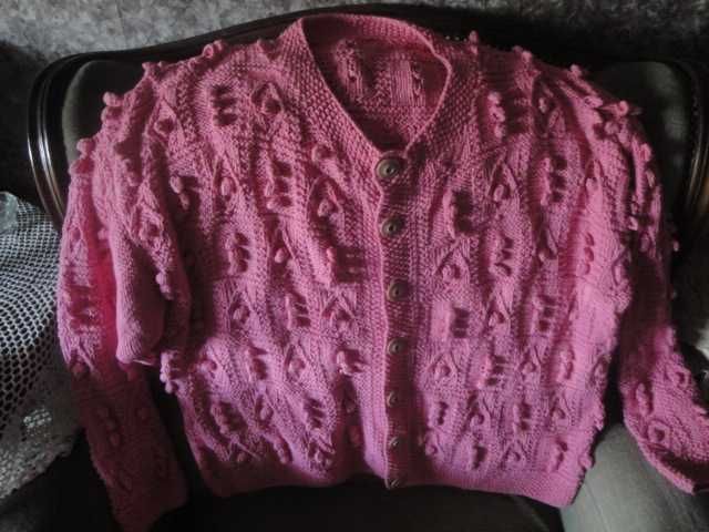 Sweter rękodzieło wzór "popcorn" ro.oversize XL/XXL