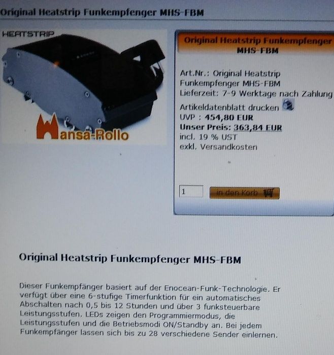 Heatstrip MHS-FBM Odbiornik Radiowy Promiennik Podczerwieni Heatscope