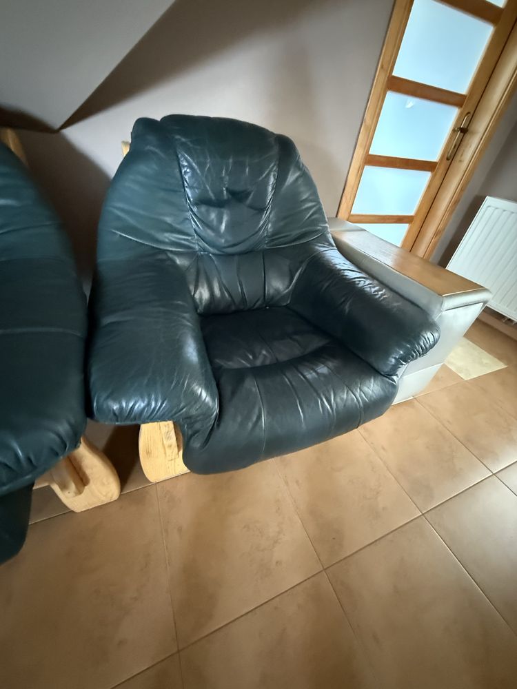 Kler Komplet zestaw wypoczynkowy skórzany 3 + 1 + 1
