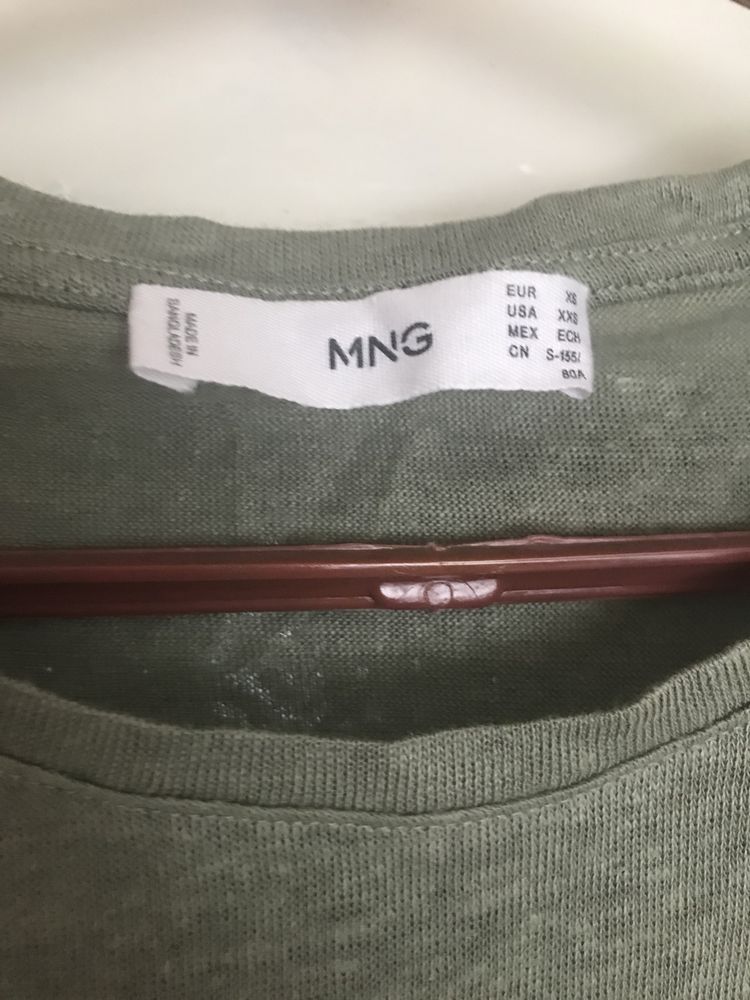Лляний топ футболка Mango S-M