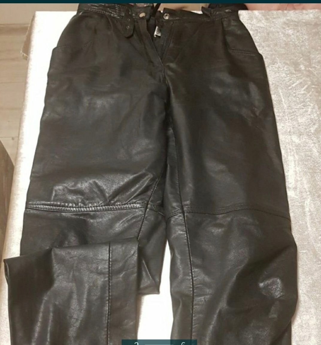 Czarne spodnie skórzane 38 / M