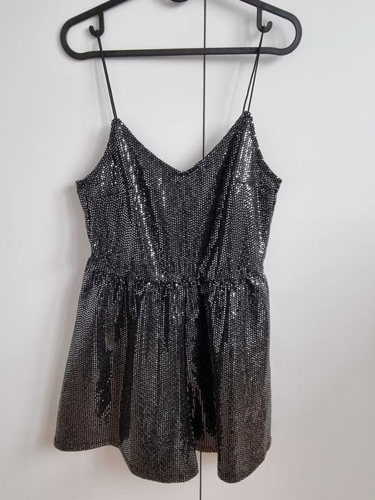 Krótki kombinezon imprezowy błyszczący sylwester H&M 36