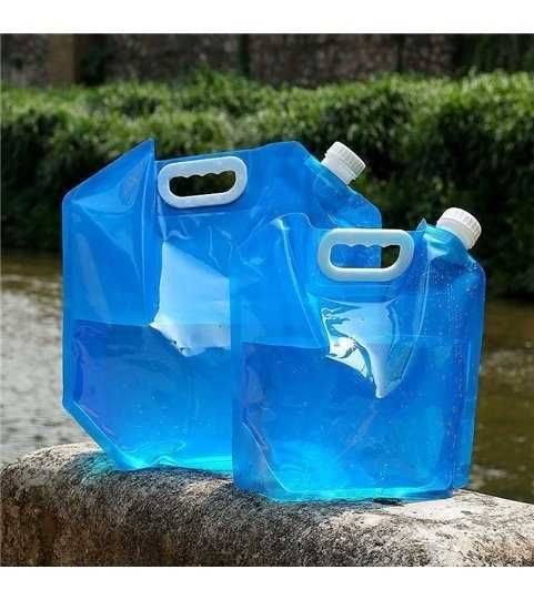 Saco de Água Dobrável Portátil de 5L/10L, para Exterior – Azul – Goeik
