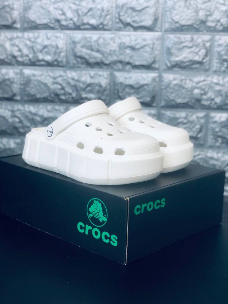 Белые кроксы на платформе / Крокс белые / білі крокси / Crocs Platform
