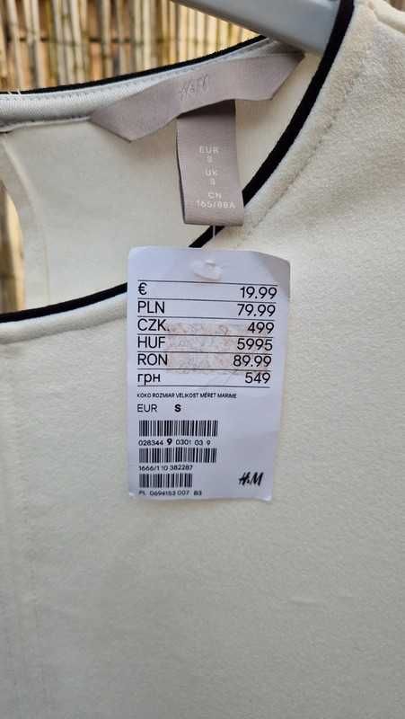 H&M bluzka biała ecru kremowa klasyczna elegancka modna Nowa 36/S