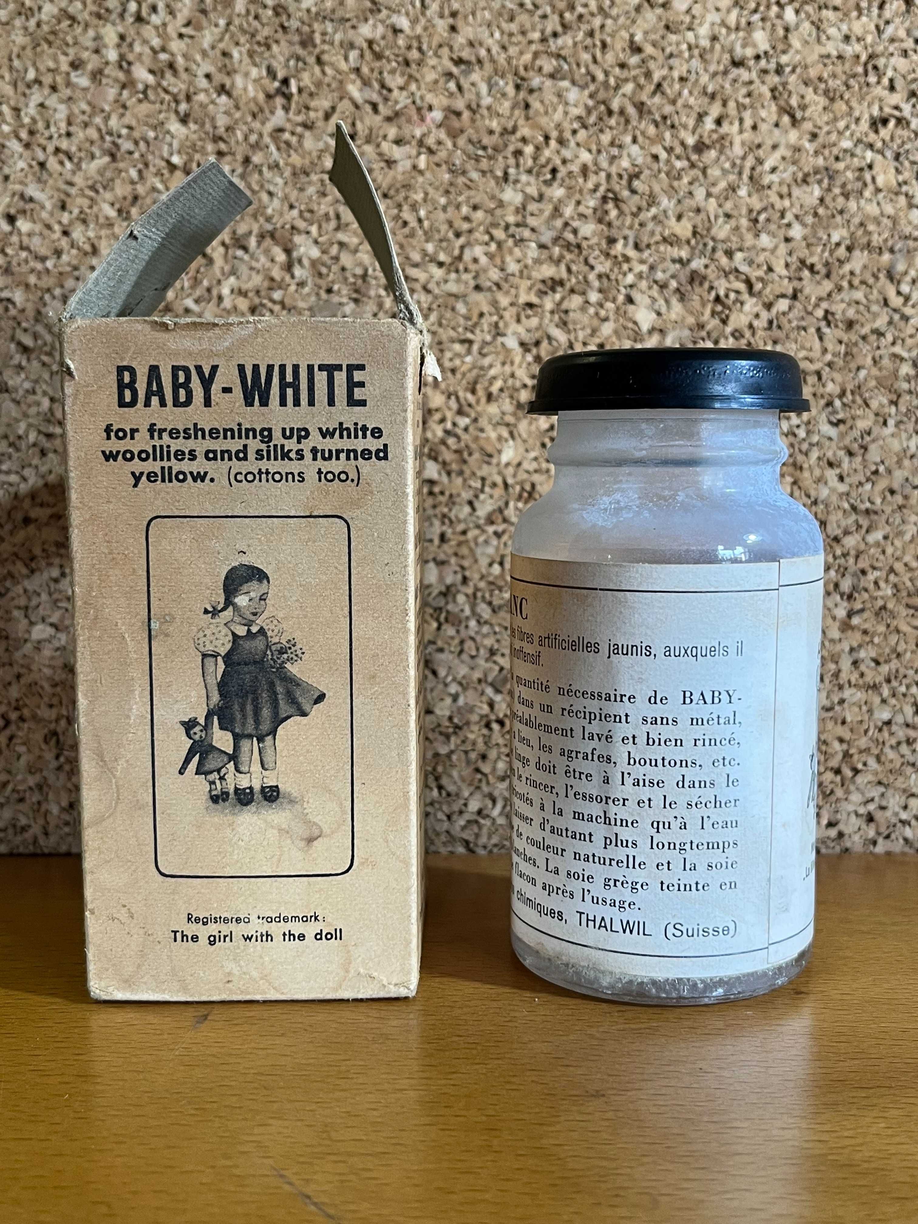 Baby-Blanc Baby-White, muito antigo branqueador suíço para roupa