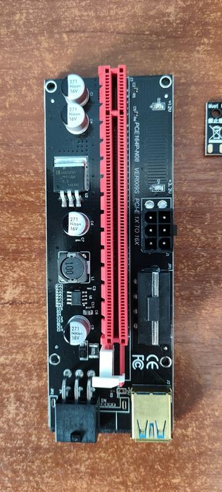 Райзер PCI-E 1x to 16x PCE 164P-N08 ver 009S 60см sata, molex, 6 pin