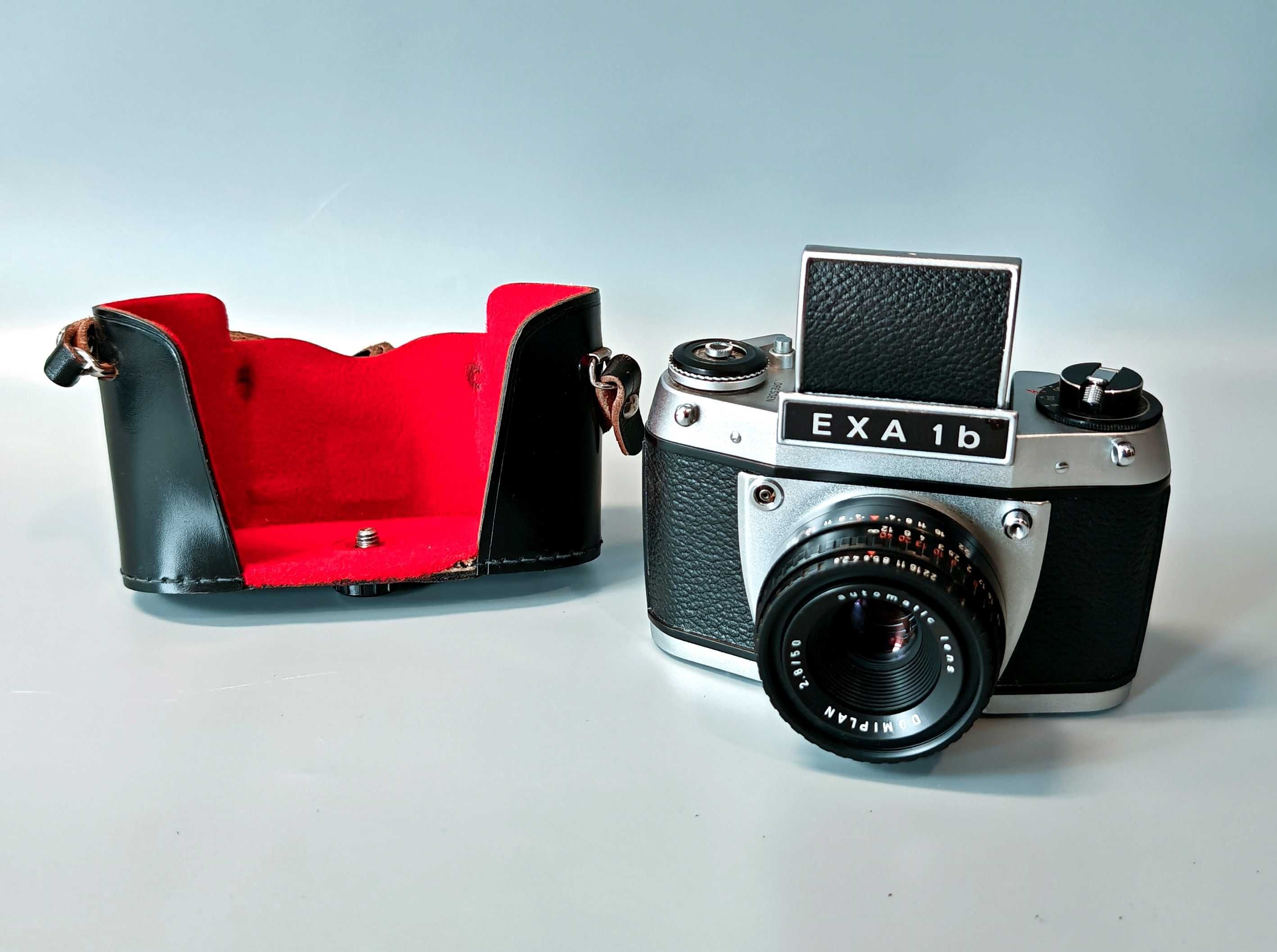 Aparat EXA 1B + Obiektyw Meyer Domiplan 50mm Automatic Unikat Futerał