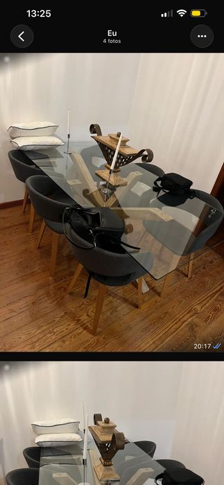 Mesa de vidro + 6 cadeiras