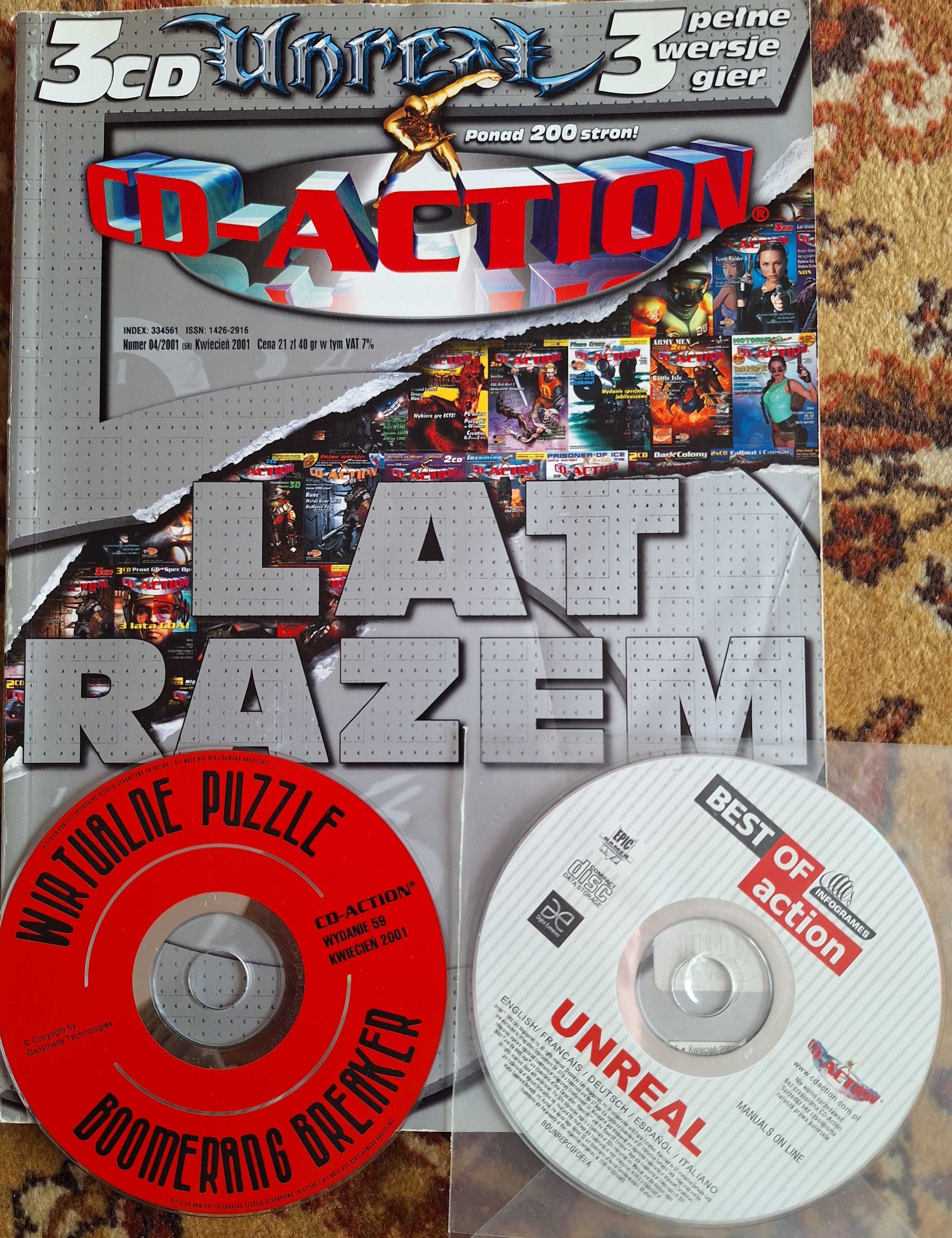 CD-Action 4/2001 z 2CD (pełne wersje gier Unreal i Wirtualne Puzzle)