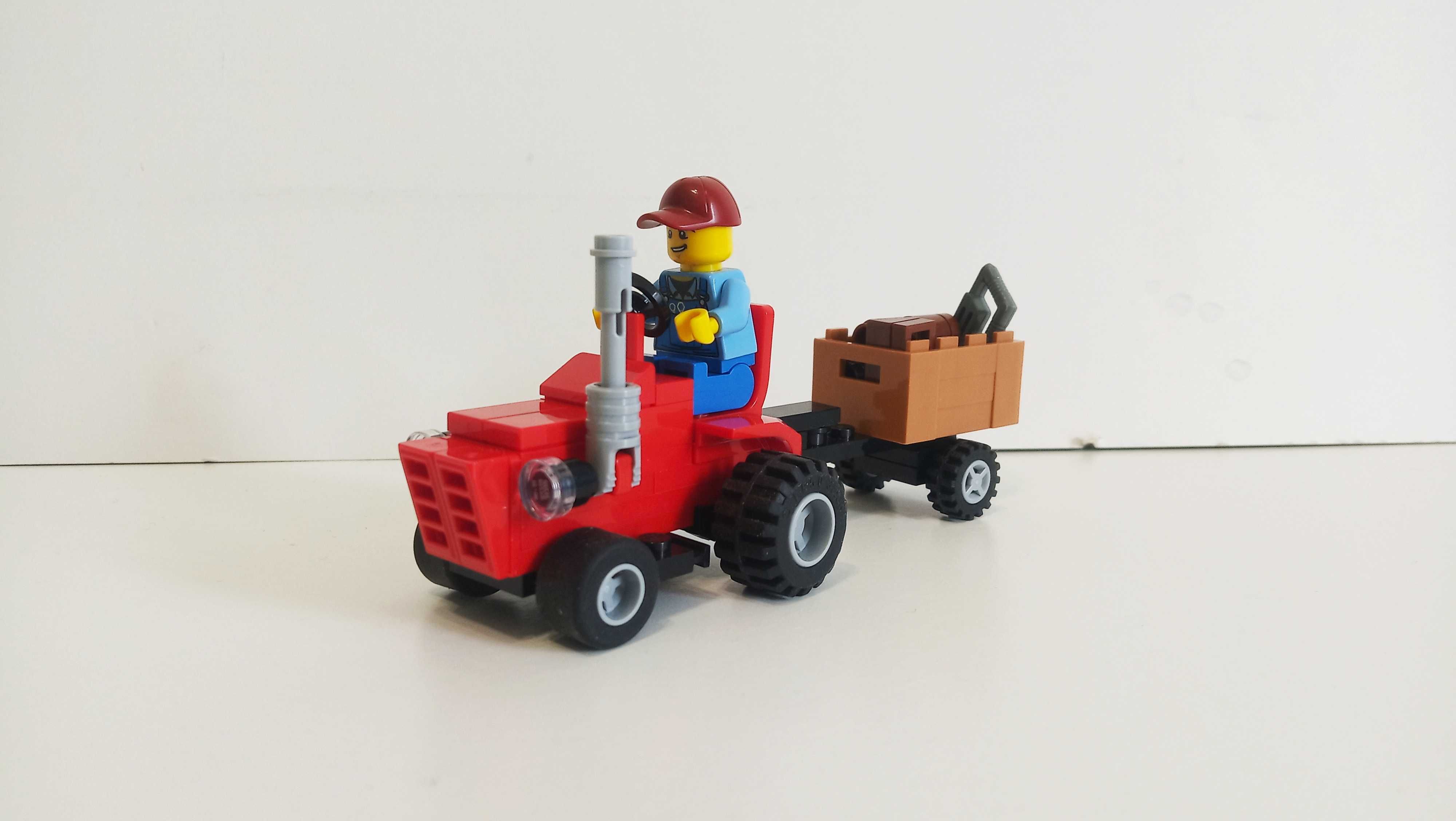 Lego Moc traktorek ursus c360 z przyczepką z drzewem