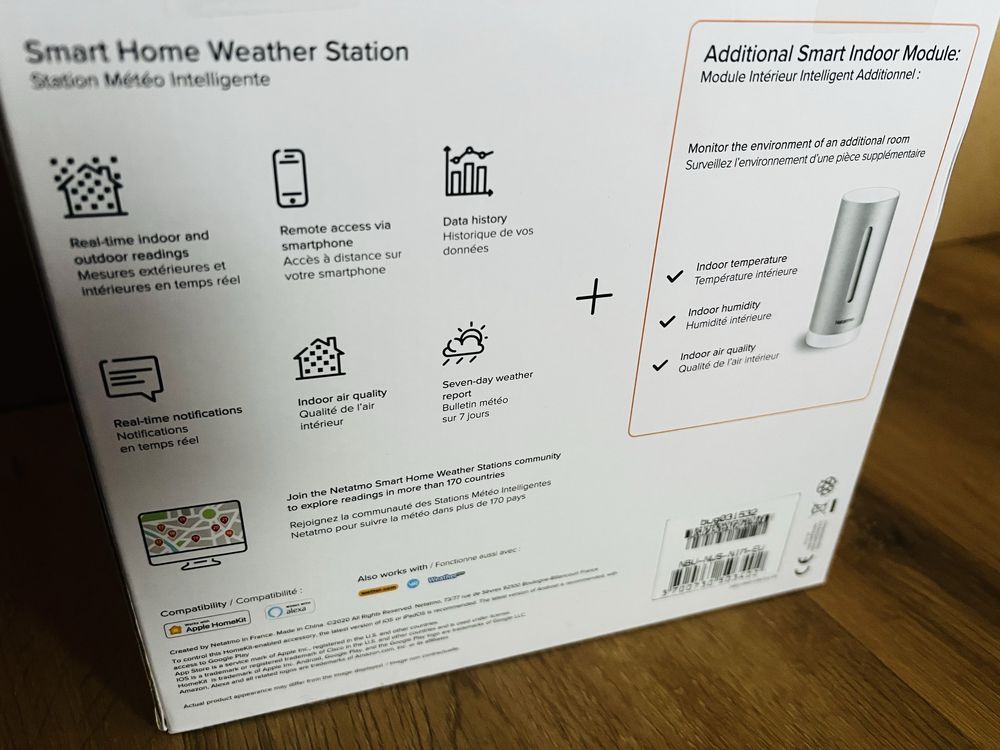 Stacja pogody Netatmo z dodatkowym czujnikiem NOWA