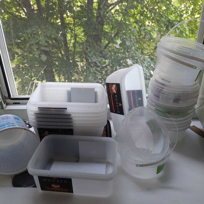 пластикові відра 3 літри коробка бокс харчова тара 0,5  1 літр відро