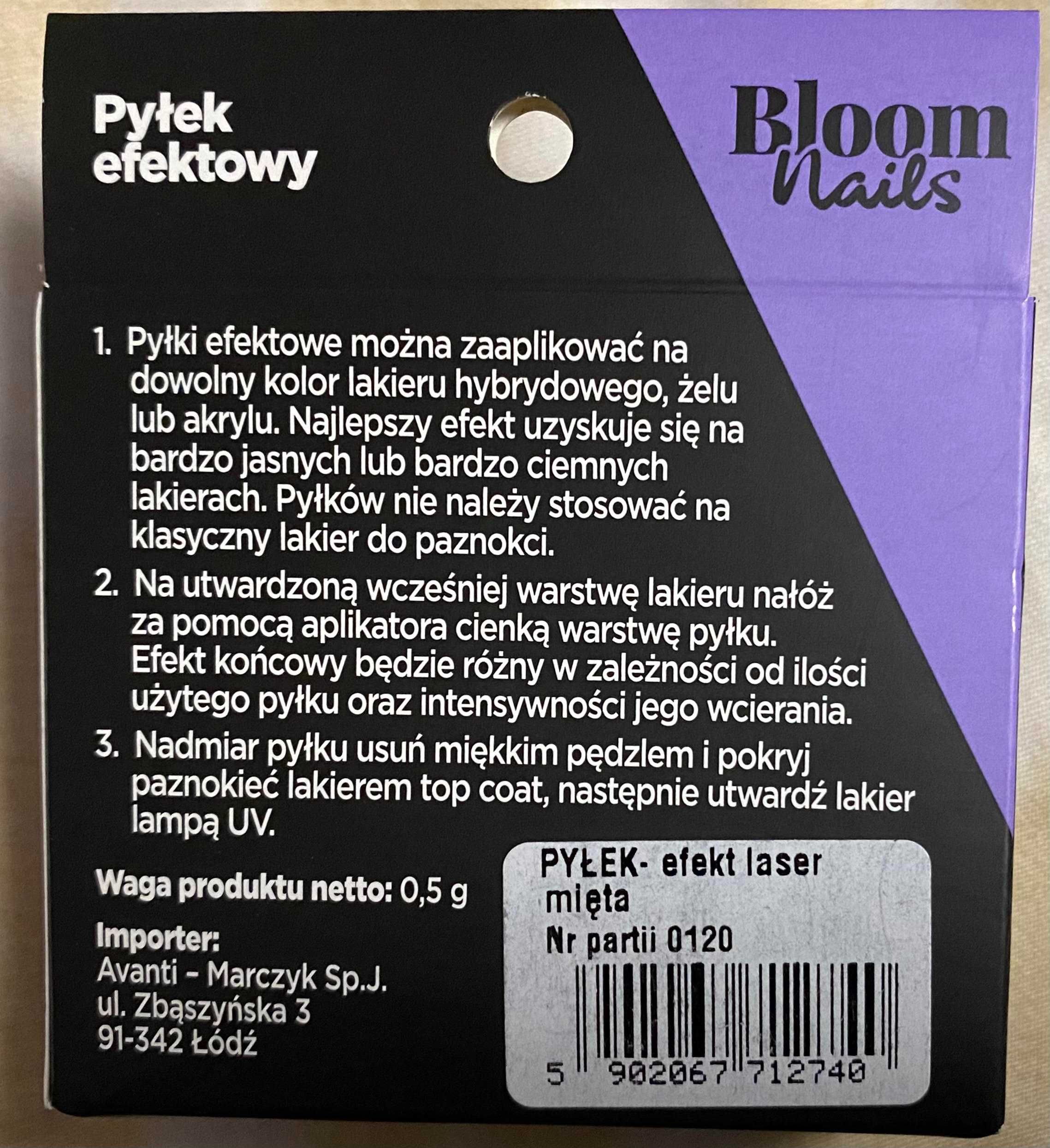 BLOOM - Pyłek efektowy, efekt laser, do paznokci mięta