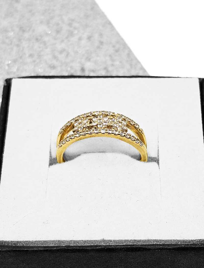 Złoty pierścionek z cyrkoniami 585p | 2,6g | r. 13