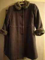 Szary kożuszek palto płaszczyk zimowy dla dziewczynki 110-116