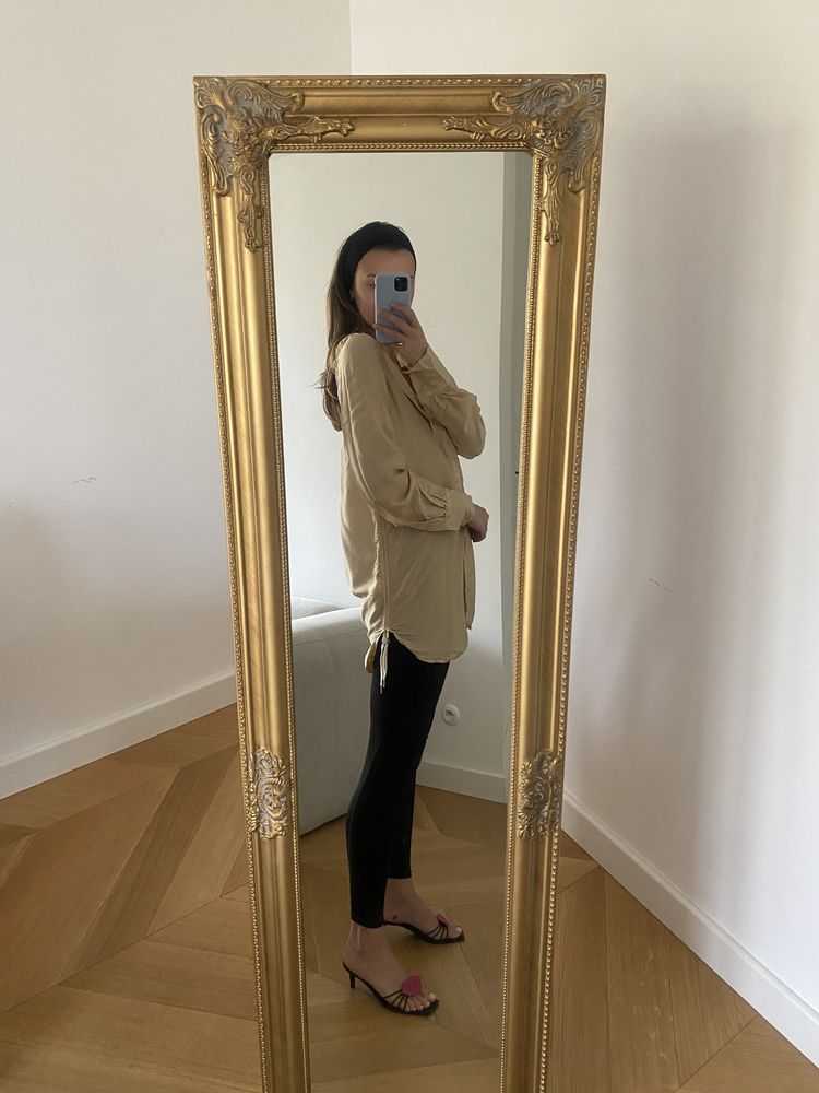 H&M studio jedwabna koszula beżowa tunika piaskowa