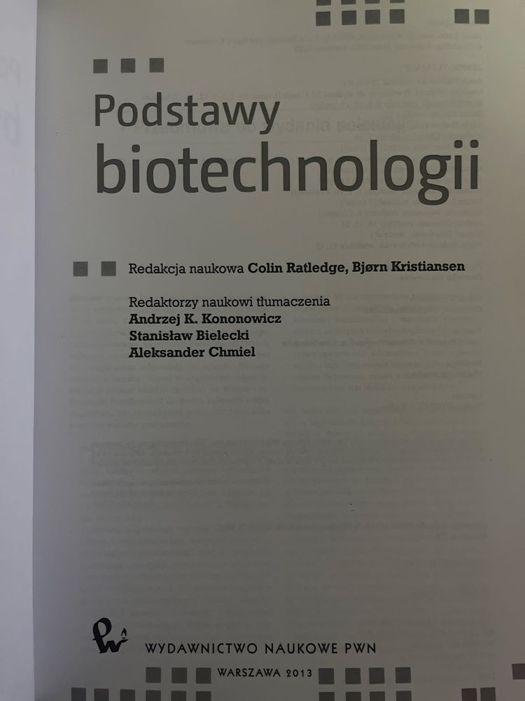 Podstawy biotechnologii Ratledge, Kristansen, Kononowicz