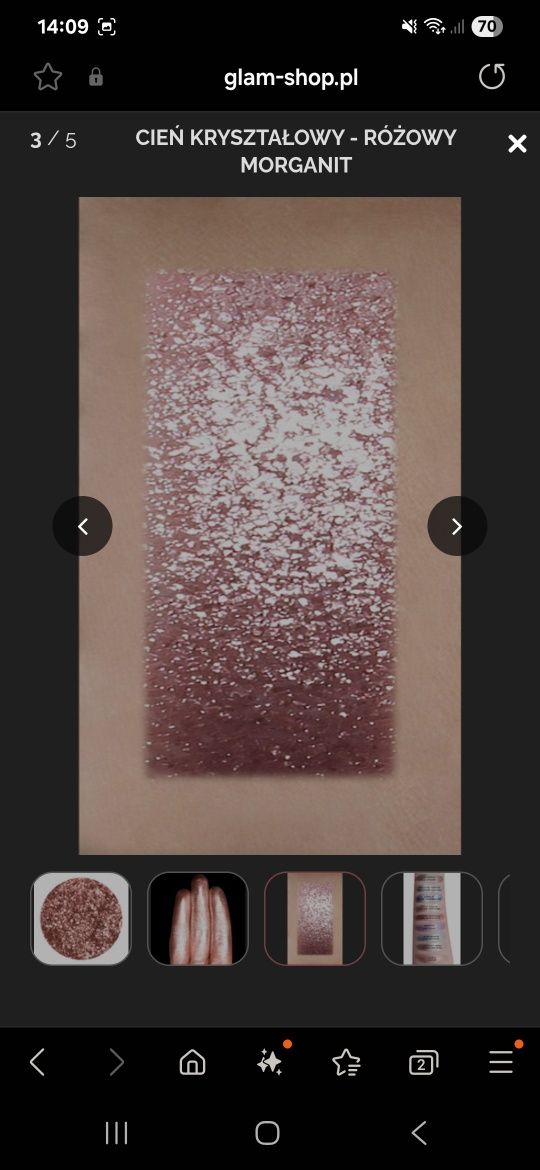 Cień kryształowy Glam shop różowy Morganit nowy