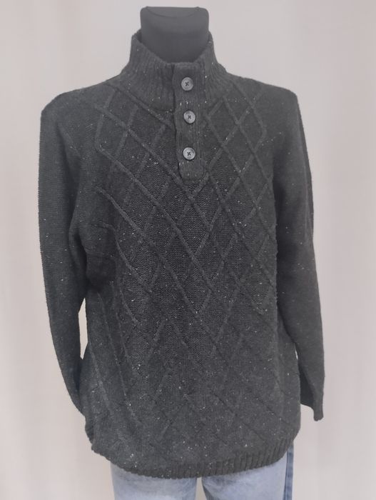 Livergy męski gruby sweter golf szary 100% akryl XXXL