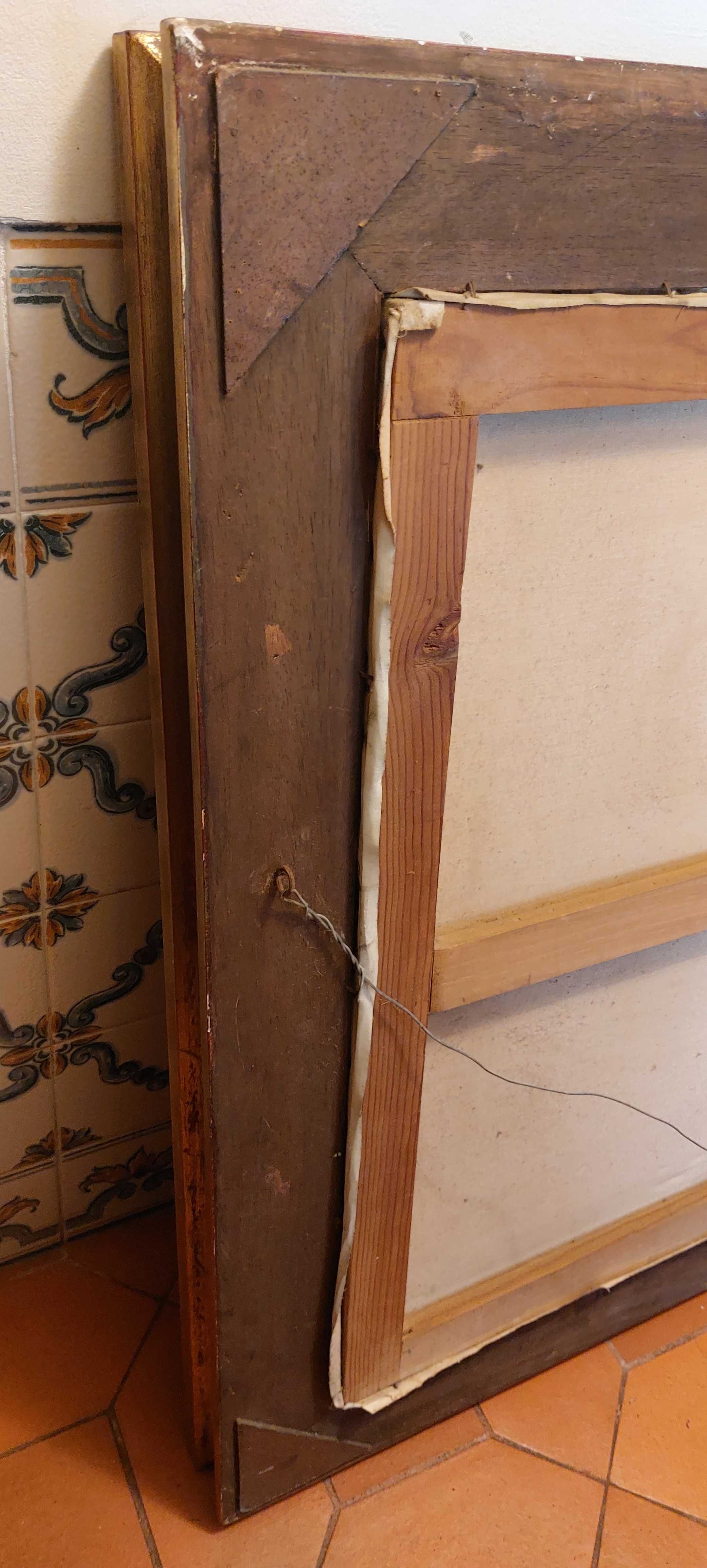 Quadro tela óleo grandes dimensões, moldura rica