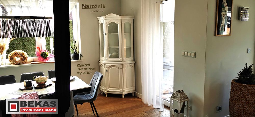 Biały Narożnik Ludwik 70`bez Szprosów` Biały Dąb Producent Bekas Meble