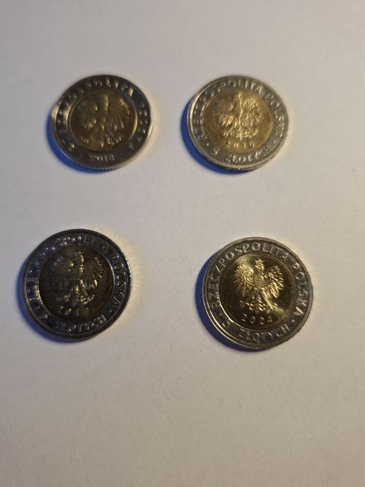 Monety okolicznościowe 5 zloty 4 sztuki