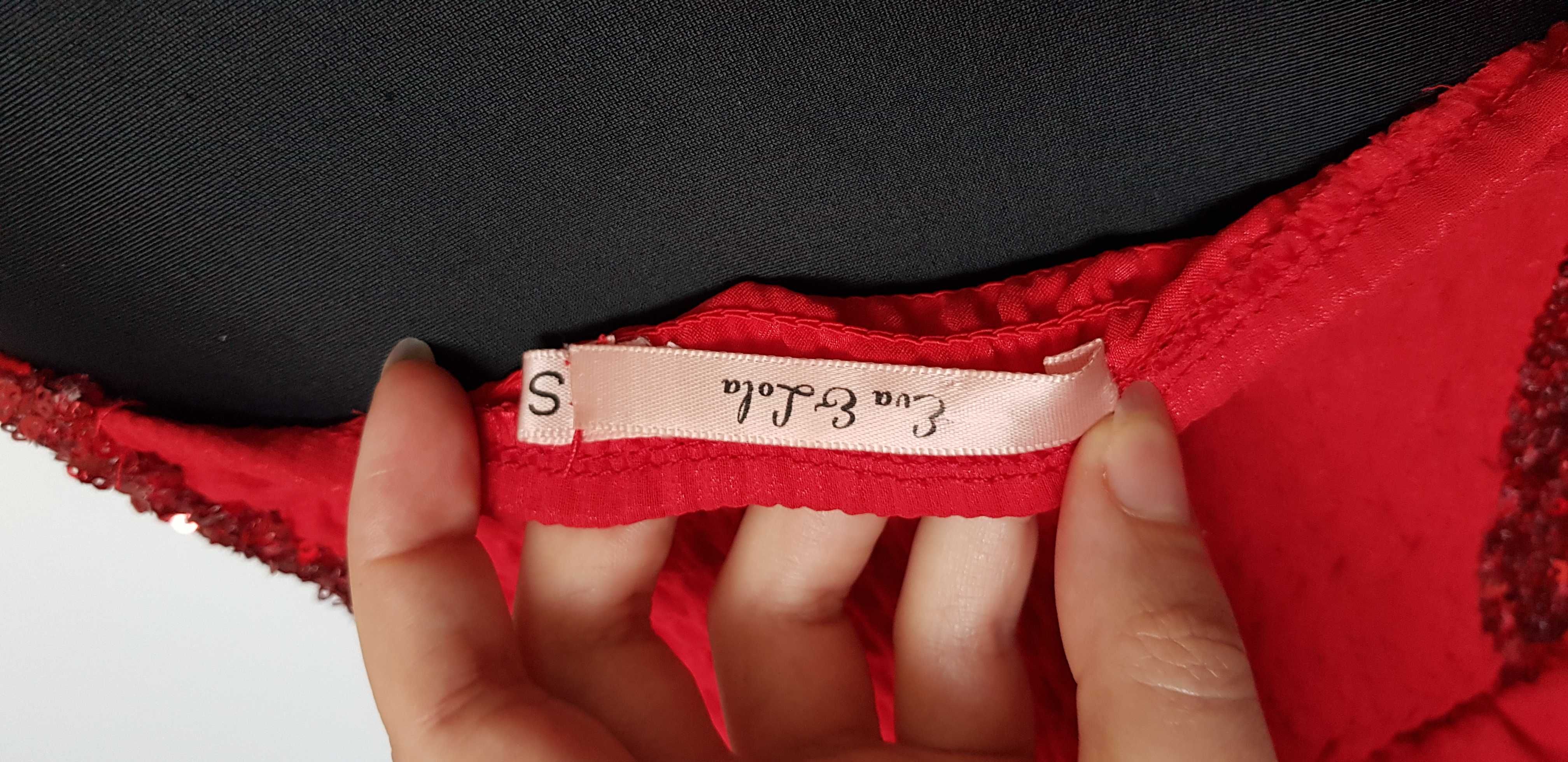 Piękna Długa Sukienka czerwona na Wesele szyfon Xs/S