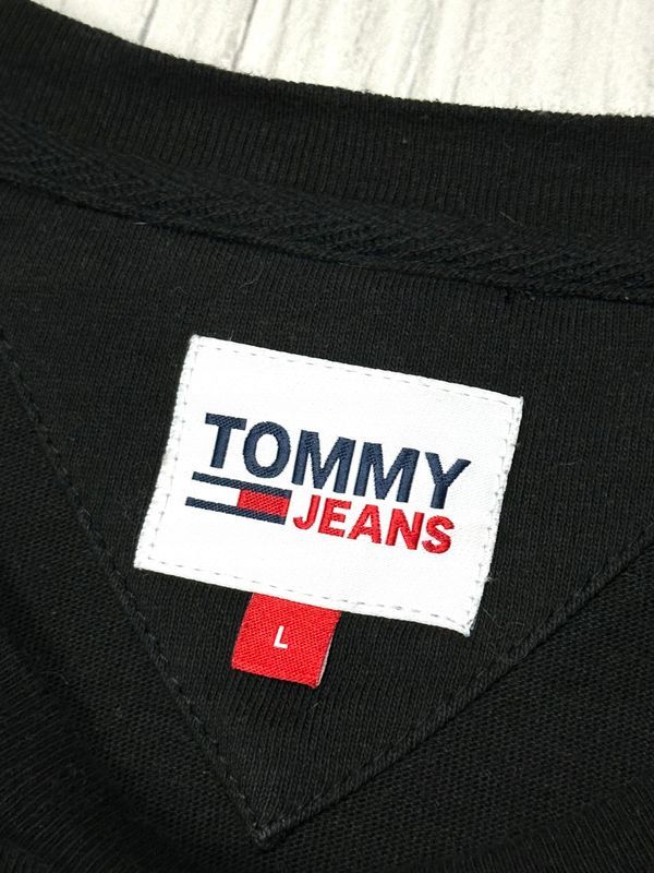 Tommy Jeans Cienka Bluza Crewneck Męska Logowana Czarna r. L
