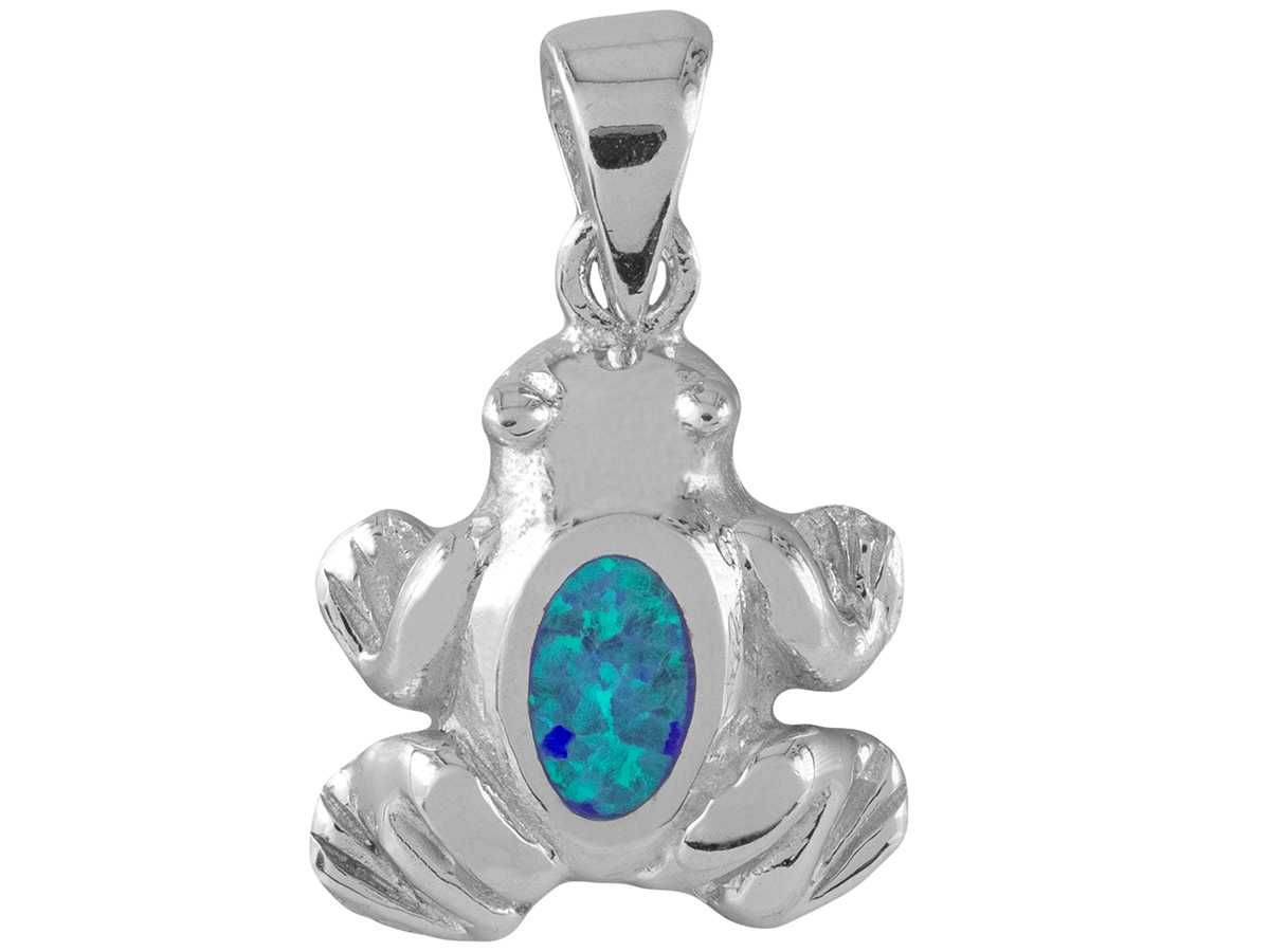 VERSIL wisior wisiorek opal niebieski żaba żabka SREBRO 925