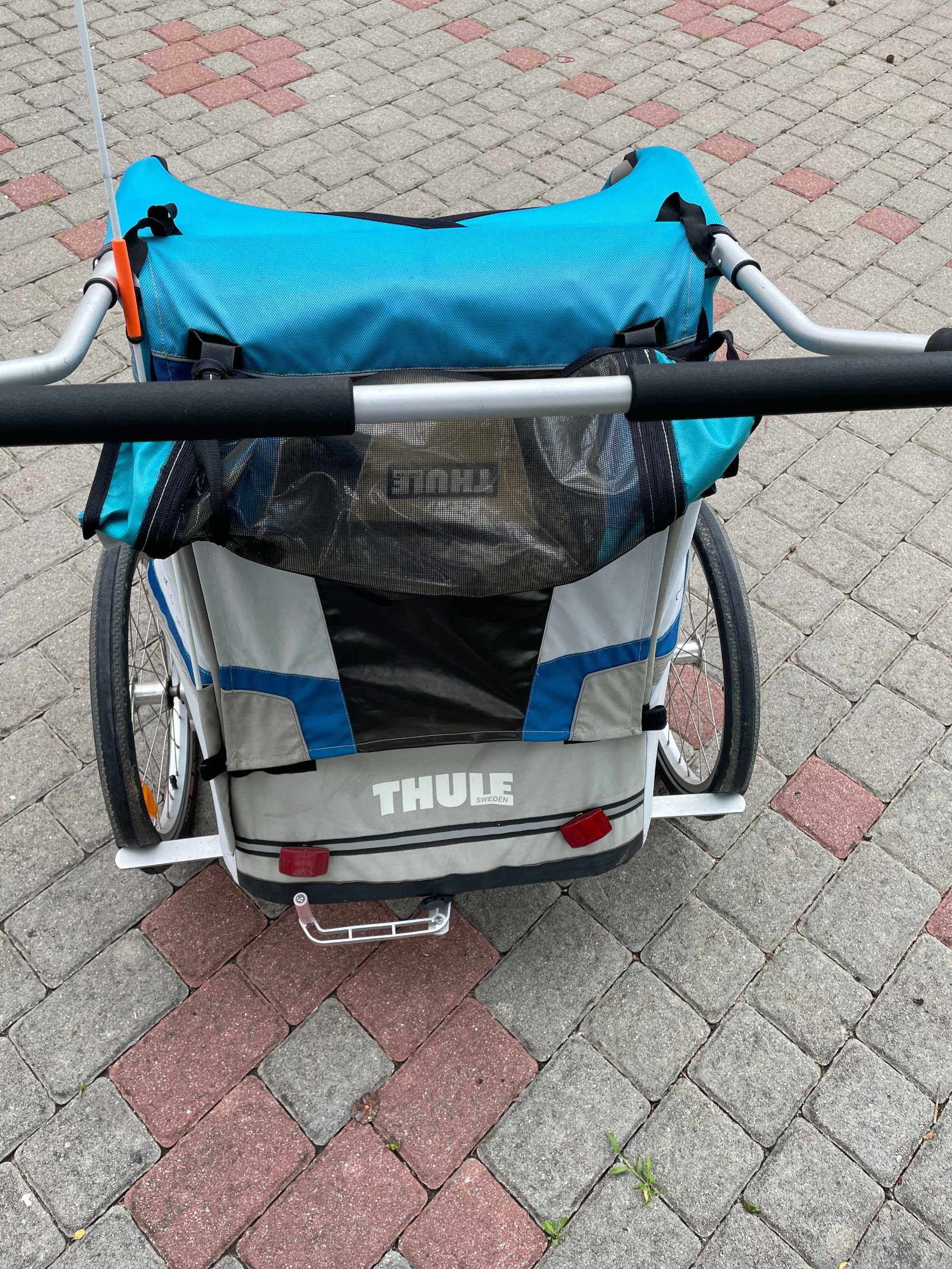 Przyczepka do roweru Thule wózek biegowy podwójny niebieski
