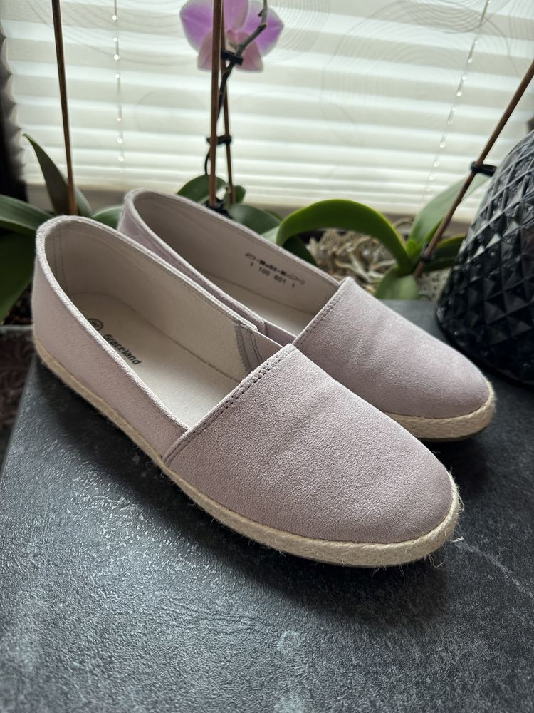 Nowe buty espadryle damskie wkładane wsuwane 38 fioletowe boho zamsz