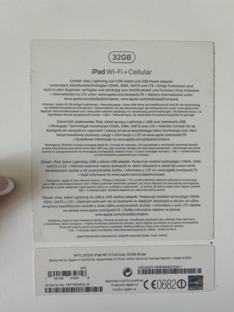 Ipad air , wifi cellular 9,7 32gb
