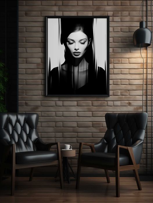 Plakat na Ścianę Obraz Kobieta Sztuka Czarno-Białe 40x60 cm Premium