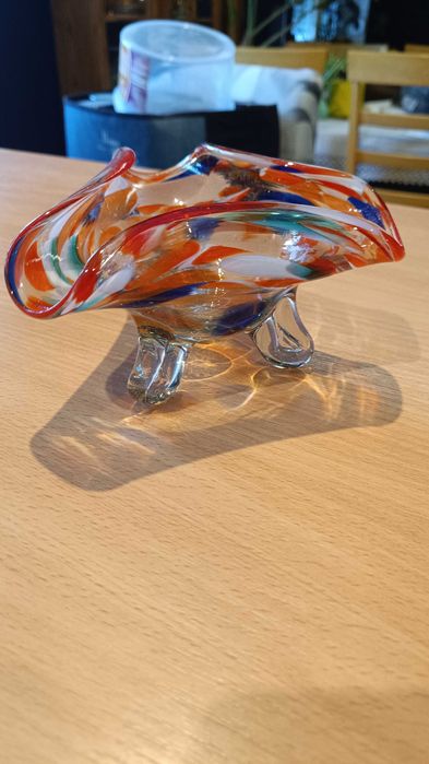 Stara kolorowa popielniczka z czasów PRL Duża